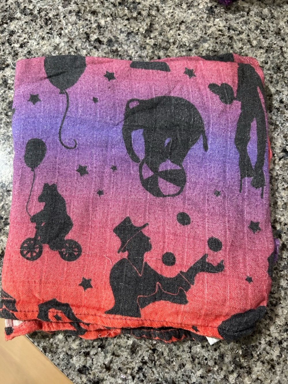 Tula Baby Circus Gradient blanket- Pink Purple Red with Black Prints